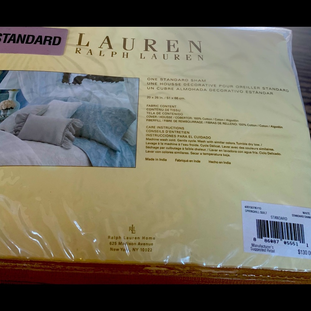 Lauren Ralph Lauren “Springhill Quilt” Standard Sham in White